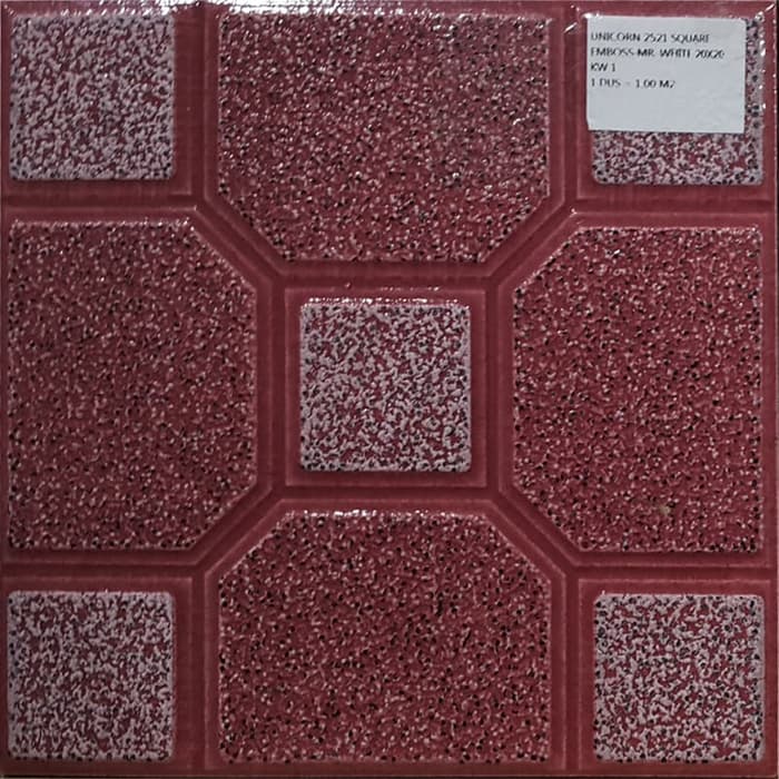 UNICORN Keramik lantai Square Emboss Maroon