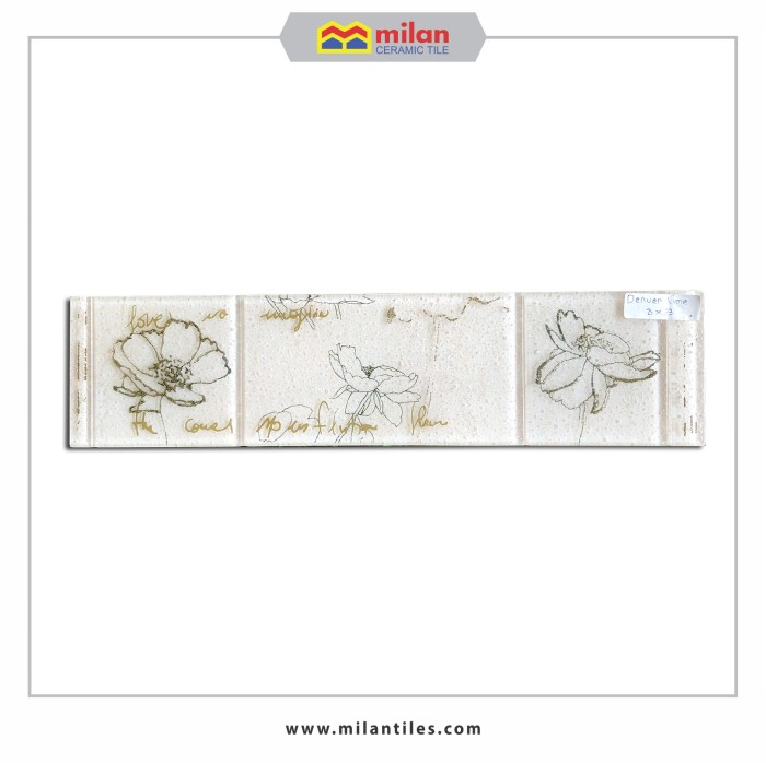 Milan Listello Denver Lime 8x33 Lis Keramik Motif Bunga Timbul
